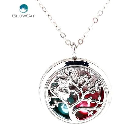 30mm Round Magnetic Living Memory Tree Owl Animal Locket for Charms Floating Locket Pendants K1250