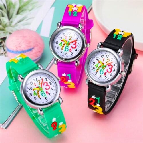 3D Cartoon Children Watch Silicone Strap Digital Sports Quartz Kids Watch for Boys Girls Universal Gift Clock Student Prizes