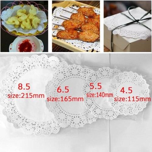 4 4.5 5.5 6.5 8.5inch various sizes round paper flower-shaped white paper mat cake lace decoration placemat tableware100pc V8M1