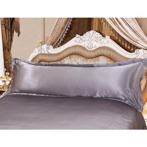 53Enipate 120/150 Cm Long Pillowcase White Solid Pillow Case Cover Silk Satin Fabric Home Textile 1pc 2 Size for Bedroom