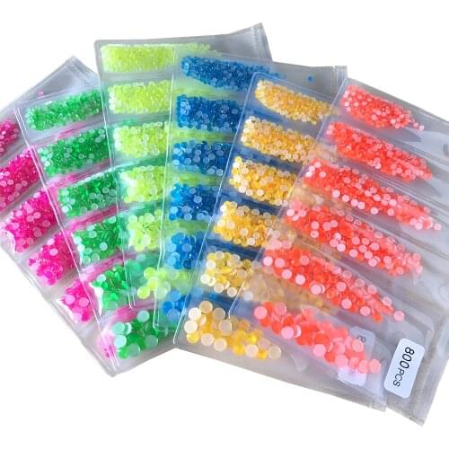 800pcs Luminous Crystal SS6-SS20 Mixed Size Nail Art Rhinestone Decorations Strass Neon Fluorescence Nail Art Accessories