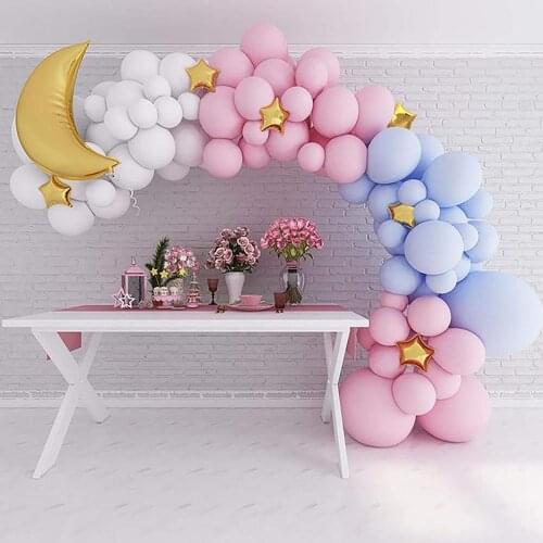 85Pcs Of Maca Balloon Garland Arch Kit Stars And Moon, Suitable For Wedding Birthday Graduation Baby Gender Day Party Decoration