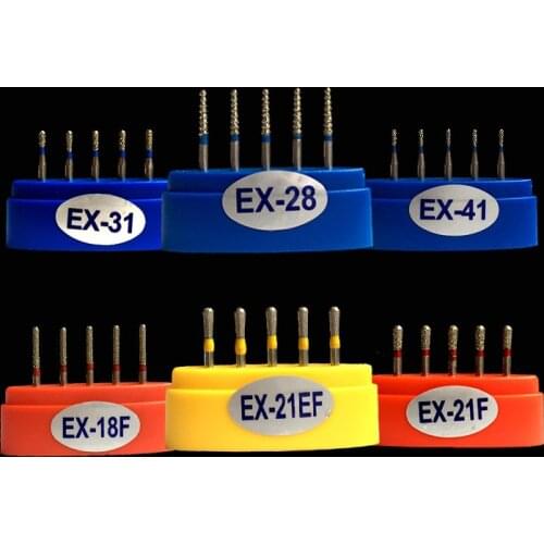 10pcs/set Diamond Burs Dental High Speed Round Head FG Bur EX & BR series for Choose