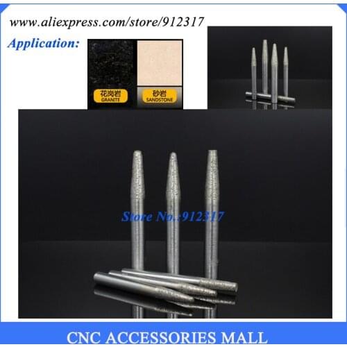 8pcs/lot FZ series SHK 6mm/8mm/10mm marble granite engraving diamond tool,sintered Conical Head stone carving bits