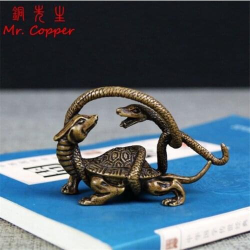 Antique Bronze Chinese Four Mythical Animals Symbols Statue Dragon Tiger Phoenix Turtle Snake Figurine Ornaments Home Desk Decor