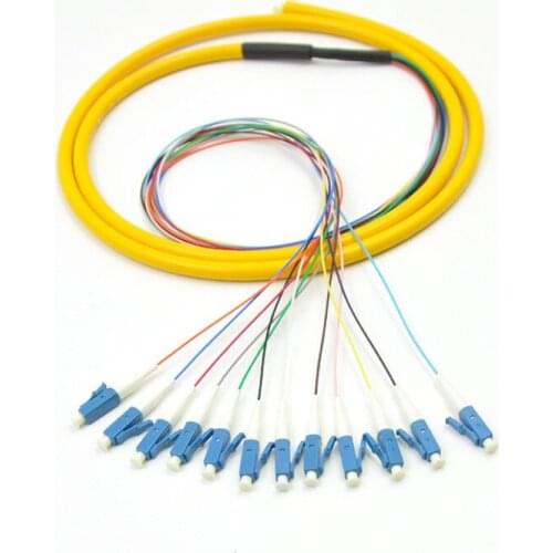 Free Shipping 12 Strand 9/125 Fiber Optic Pigtail 1.2m LC UPC Single Mode 12 Fiber Pigtail 1-3 Meters