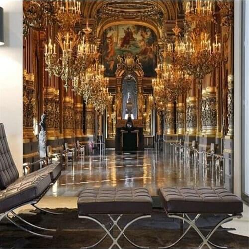 Beibehang European golden palace background large Custom wallpaper 3d TV wall mural wall stickers wall paper papel de parede