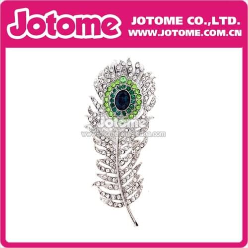 100pcs/lot 70mm/2.75inch 2016 Vingtage Peacock Feather Eye Clear Crystal Pin Brooch Fashion Women Jewelry