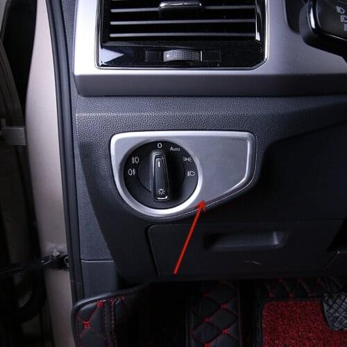 For Volkswagen VW Atlas Teramont 2017 2018 2019 Steel Car-Styling Headlight Adjustment Switch Button Frame Cover Trim Sticker