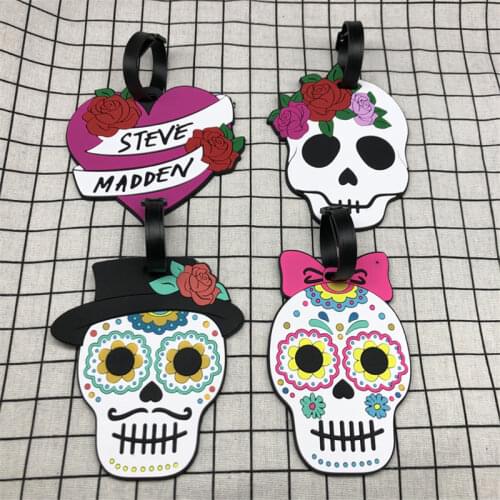 Travel Accessories Fashion Flower Skull Travel Luggage Tag Portable Suitcase ID Address Holder Silica Gel Baggage Boarding Label