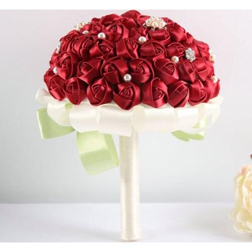 New arrived red artificial wedding bouquets crystal bridemaid wedding bouquets for wedding decoration