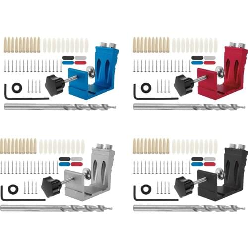Carpenters Pocket Hole Jig Kit - Oblique Drill Joinery Screw Kit Woodwork Guides Joint Angle Tool Positioners