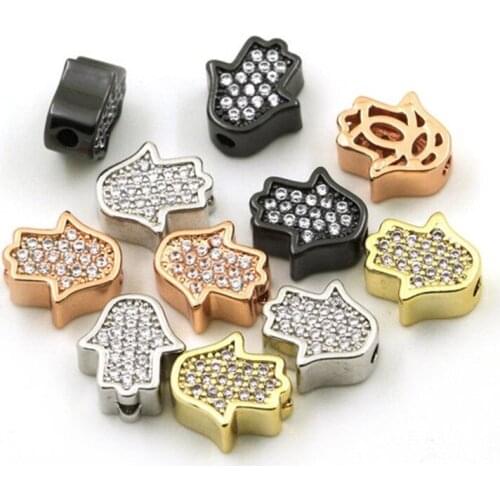 Micro pave Palm hand beads link clear CZ micro paved ,CZ/Micro pave bead Cubic Zircon CZ space connector bracelets