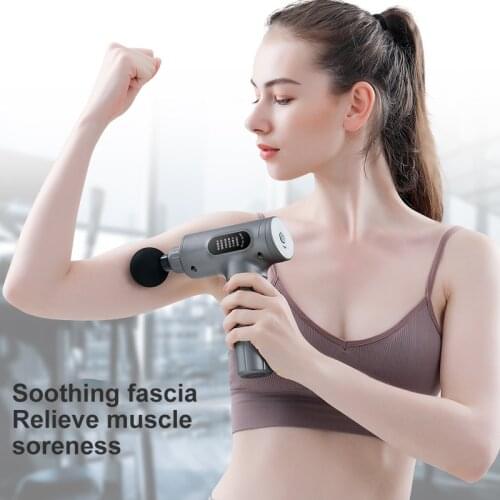 Mini Massage Gun 6 Gears Fascia Gun USB Charging LCD 6 Massage Contacts Bady Muscle Massager Sports Fitness Equipment