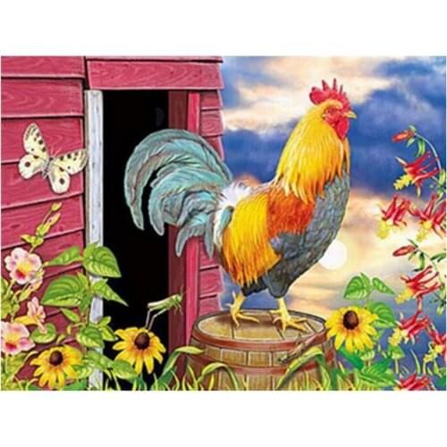 Dpsprue 5D DIY Diamond Painting Full Square/Round Cock Animal Cross stitch Kit Mosaic Rhinestones Diamond Embroidery Gift DC02