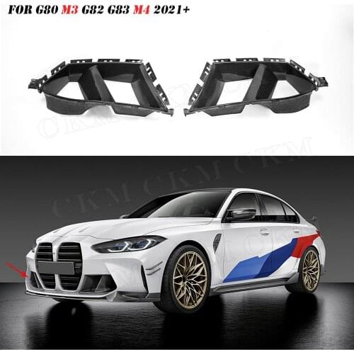 Dry Carbon Fiber Front Bumper Air Vent Cover Trim for BMW 3 4 Series G80 G82 G83 M3 M4 2021 UP MP Style 2PCS Fiber Glass
