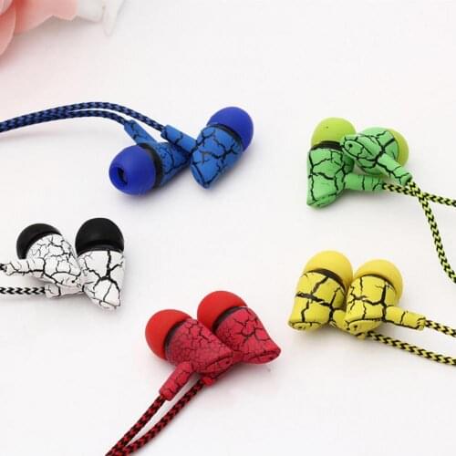 3.5mm Universal In-Ear Sport Wired Headset Weave Crack Pattern Control Bass Headphone With Mic Noise Reduction HD Call Earphones
