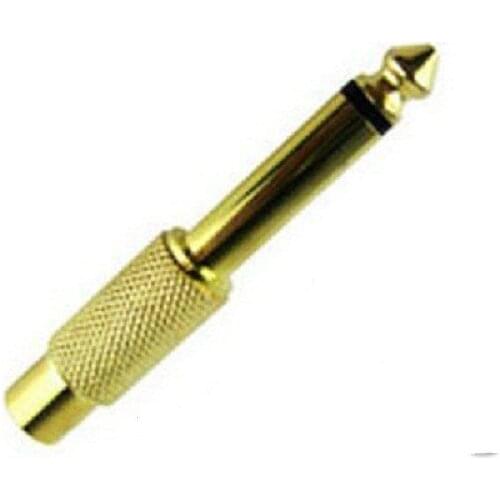 New 6.35mm 1/4" Male Mono High Quatity Plug To RCA Connector TS Audio Converter Plug Female Jack Audio Adapter 5pcs/LOT