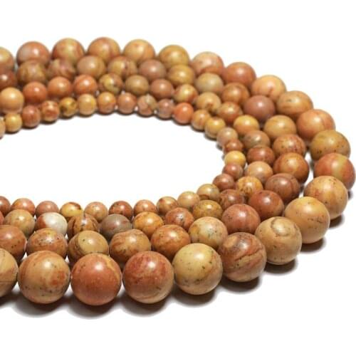 Wholesale Natural Round Yellow Jaspers Stone Beads For Jewelry Making DIY Bracelet Necklace Earrings 6/8/10/12 MM