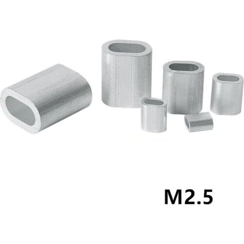 500pcs M2.5 Oval Aluminum Ferrules single-hole crimping sleeves Clamps clip Wire Rope Cable Fitting