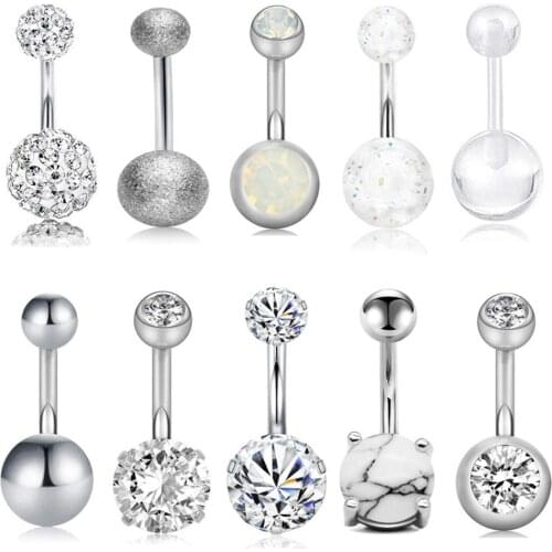 1pc Sexy Dangling Navel Piercing Heart Belly Button Rings Belly Piercing Crystal Surgical Steel Woman Body Jewelry Barbell