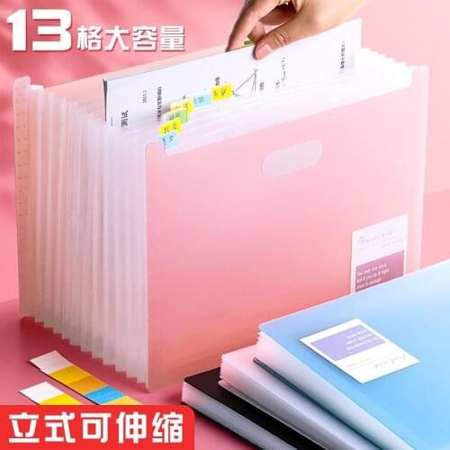 A4 portable expanding-file-folder School Student Information Collection Booklet Vertical Retractable organ bag Desk Organizing
