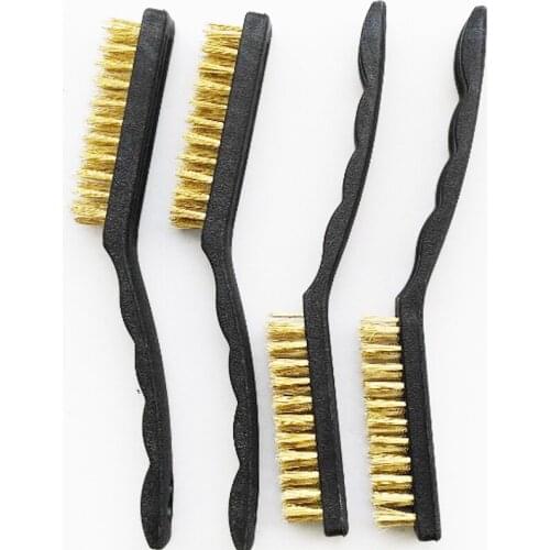 4pcs BRASS Dental Product Bur CLEANING BRUSH Tool Yellow Black Handle