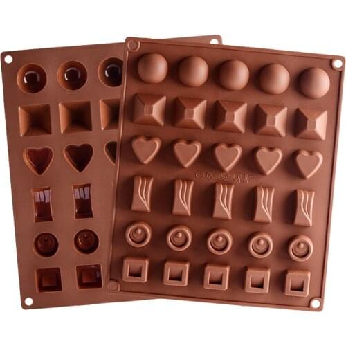 Classic shape Silicone Chocolate Mold 30 cavity Chocolate baking Tools Non-stick Silicone cake mold Jelly and Candy Mold