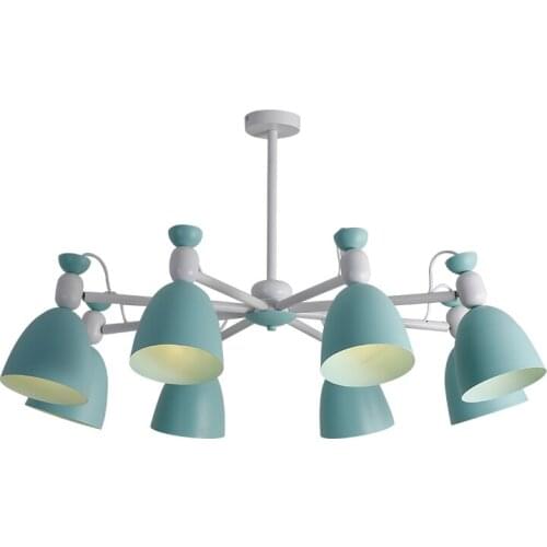 Modern metal chandelier E27 led gray & green color universal head chandeliers for kitchen living room bedroom study WF1111