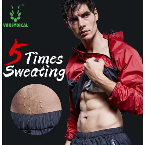 VANSYDICAL Running Jacket Men Pullover Hooded Long Sleeve Sportswear Gym Fitness Training Weight Loss Sweating Sauna Sport Shirt