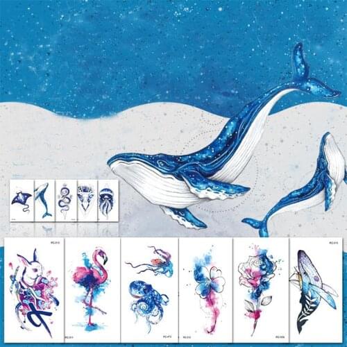 Temporary Tattoos Sexy For Woman Marine Animal Flower Body Art Lovers Waterproof Fake Tattoo Sticker Best Sell Drawing Transfer