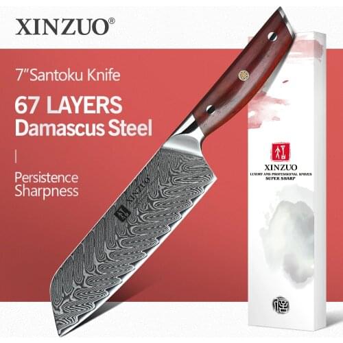 XINZUO 7 inch Japanese Cooking Kitchen Knife Tools High Quality Damascus Steel Knife Brand Very Sharp Santoku Kitchen Knives