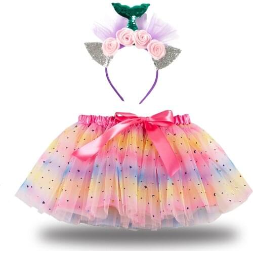 Girls Tutu Skirts Baby Girl Star Print Princess Pettiskirts Tutu Kids Ballet Dancing Party Skirt Girls Clothes Hair band