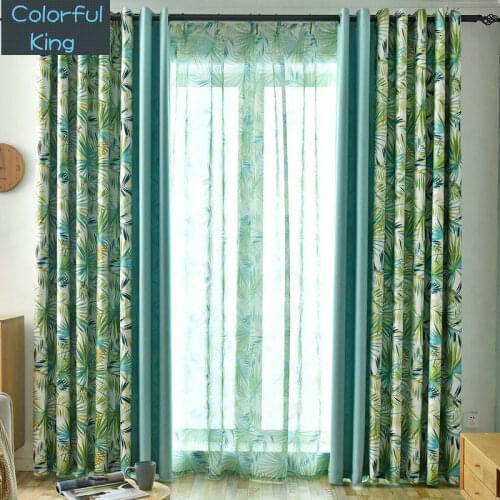 Leaves Blackout Curtains for Kitchen Living Room Bedroom Patchwork Window Treatment Curtain Sheer Drapes Shading Rate 90