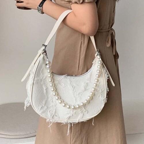 Women Imitate Pearl Bag Strap Belt Handles Girl Sweet Chain Handbag Shoulder Bag Strap Replacement Bag Accessories