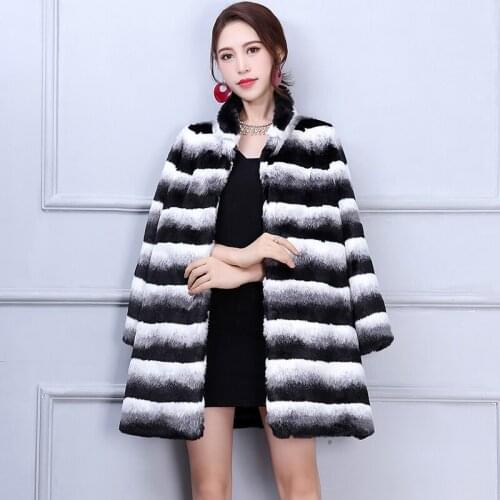 Jacket Women Winter Striped Plus Size Faux Mink Fur Womans Coat 6xl Famale Jaket Chaqueta Mujer KJ297