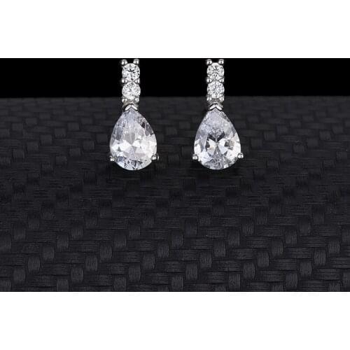 S925 Sterling Silver Europe And America Simple Drop-Shaped zirconia Inlaid Earrings Female New Design Jewelry Wholesale