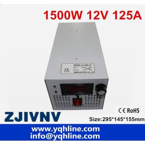1500W 0-12V 125A ac 220V INPUT adjustable Single Output Switching power supply AC to DC Led driver
