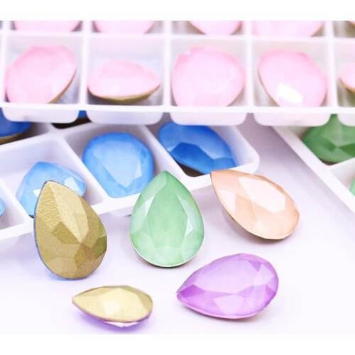 20 Pieces Mocha Series Drop Rhinestones Glass Rhinestones Strass Crystal Pointback Rhinestones Glue on DIY Accessories