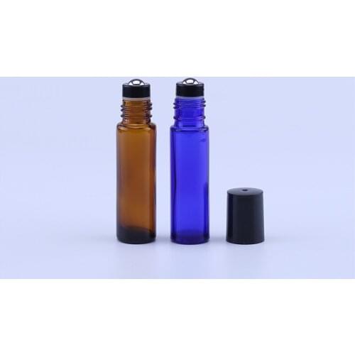200pcs 10ml Thick Glass Essential Oil Roll On Bottle Vials Deodorant Bottle With Metal Roller Ball For Perfume Aromatherapy