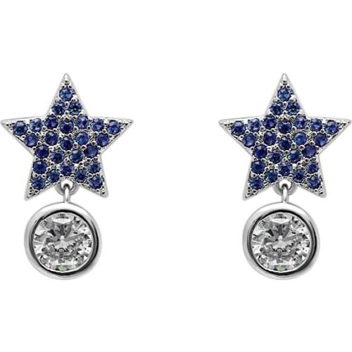 2018 Cute Cz Tiny Mini earring for Women Silver Color Small Blue Red cz Star Earring Jewelry Wedding Engagement Earrings Gifts