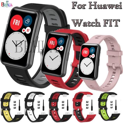 2021 Correa Colorful Silicone Watch Strap For Huawei Watch Fit original SmartWatch Band Accessories WristBand Bracelet with tool