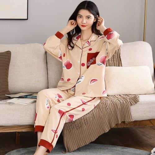 2021 Autumn Winter Pajamas Women Cotton Long-Sleeved Pajamas Cute Homewear Set Turn-down Collar Sleepwear Women Set New Arrical