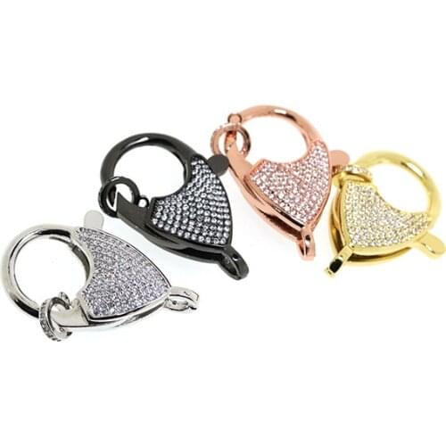 3pcs 23.8x34.7mm Gold plated Cubic Zircon CZ Micro Pave retro Lobster Clasp Pendant Necklace Bracelet Jewelry Making DIY