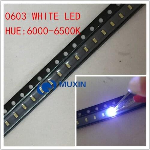 500pcs/lot Small white lamp beads 0603 SMD LED 0603 white Light-emitting diodes Free Shipping 1.6*0.8*0.4MM 6000-6500K 3.0-3.6V