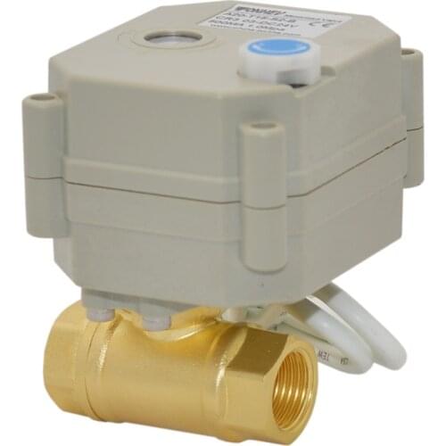 9-24VAC/DC 2 Way Electric Brass Ball Valve BSP/NPT 1/4''-1 1/4'' DN8-DN32 Compact Motorized Valve With Manual Override