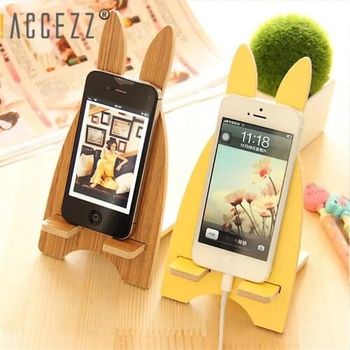 !ACCEZZ Portable Wood Cell Phone Holder for iPhone iPad Huawei Xiaomi Samsung Tablet Desk Stand Detachable Charging Dock Support