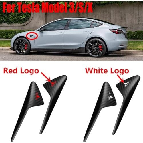 For Tesla Model 3 S X 2018 2019 2020 Car Accessories Real Carbon Fiber Front Side Camera Fender Air Vent Cover Decoration Trim