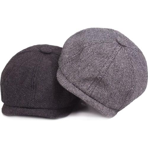 Beret For Men Vintage Herringbone Gatsby Tweed Peaky Blinders Hat Newsboy Beret Hat Spring Flat Peaked Beret Hats