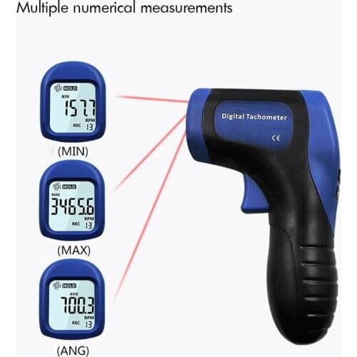 Non-contact Laser Digital Tachometer Precision Battery Charge Motor Speed Meter Measuring Range:2.5-99999rpm+ 1 Reflective Strip